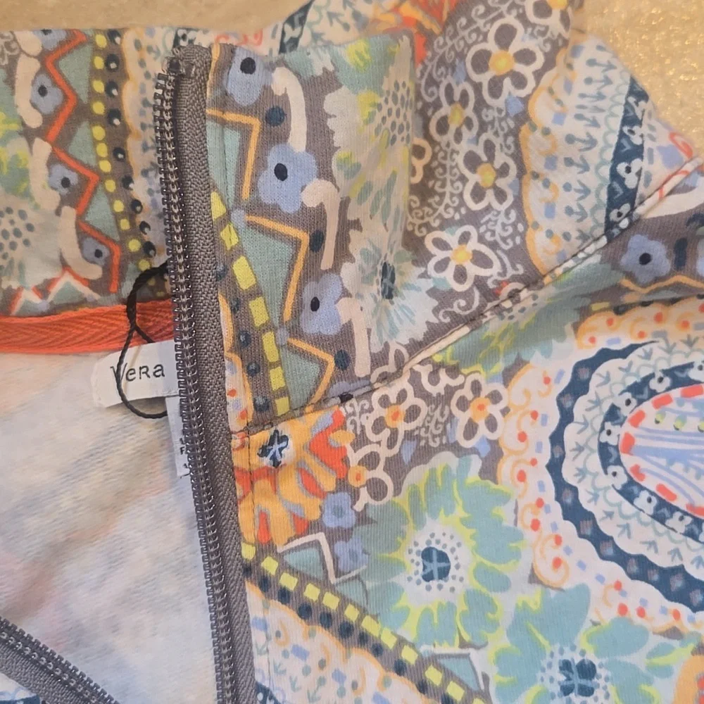 Vera Bradley Quarter Zip Multi-Colored Paisley Print Sweatshirt - Picture 4 of 10